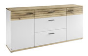 Modern dressoir met een hout- en witlook, vooraanzicht