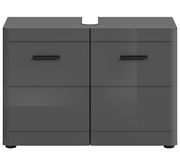 Moderner grauer Waschbeckenunterschrank mit zwei Türen, Frontansicht