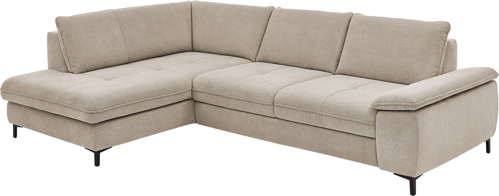 Beige Eckgarnitur mit modernem Design, Ansicht von schräg vorne