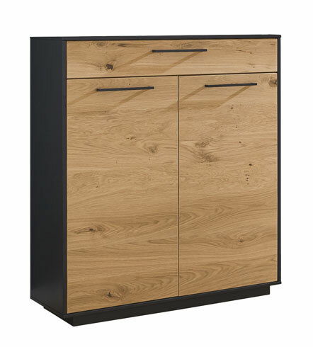 Dieter Knoll Schuhkommode SAVONA Schuhkommode aus Holz mit zwei Türen und einer Schublade, frontal betrachtet.