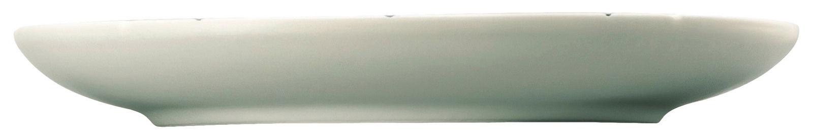 Seitliche Ansicht einer weißen Espresso-Untertasse