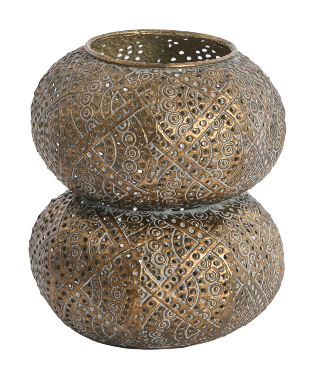 Light&Living Windlicht KAITO 13cm Metallisches Windlicht mit filigranem Muster, seitliche Perspektive