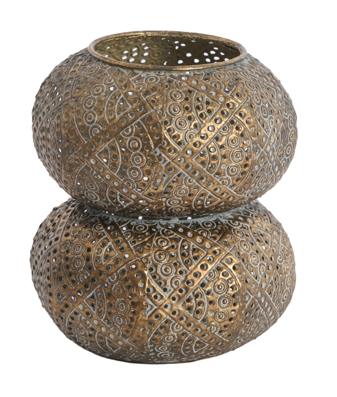 Light&Living Windlicht KAITO 13cm Metallisches Windlicht mit filigranem Muster, seitliche Perspektive