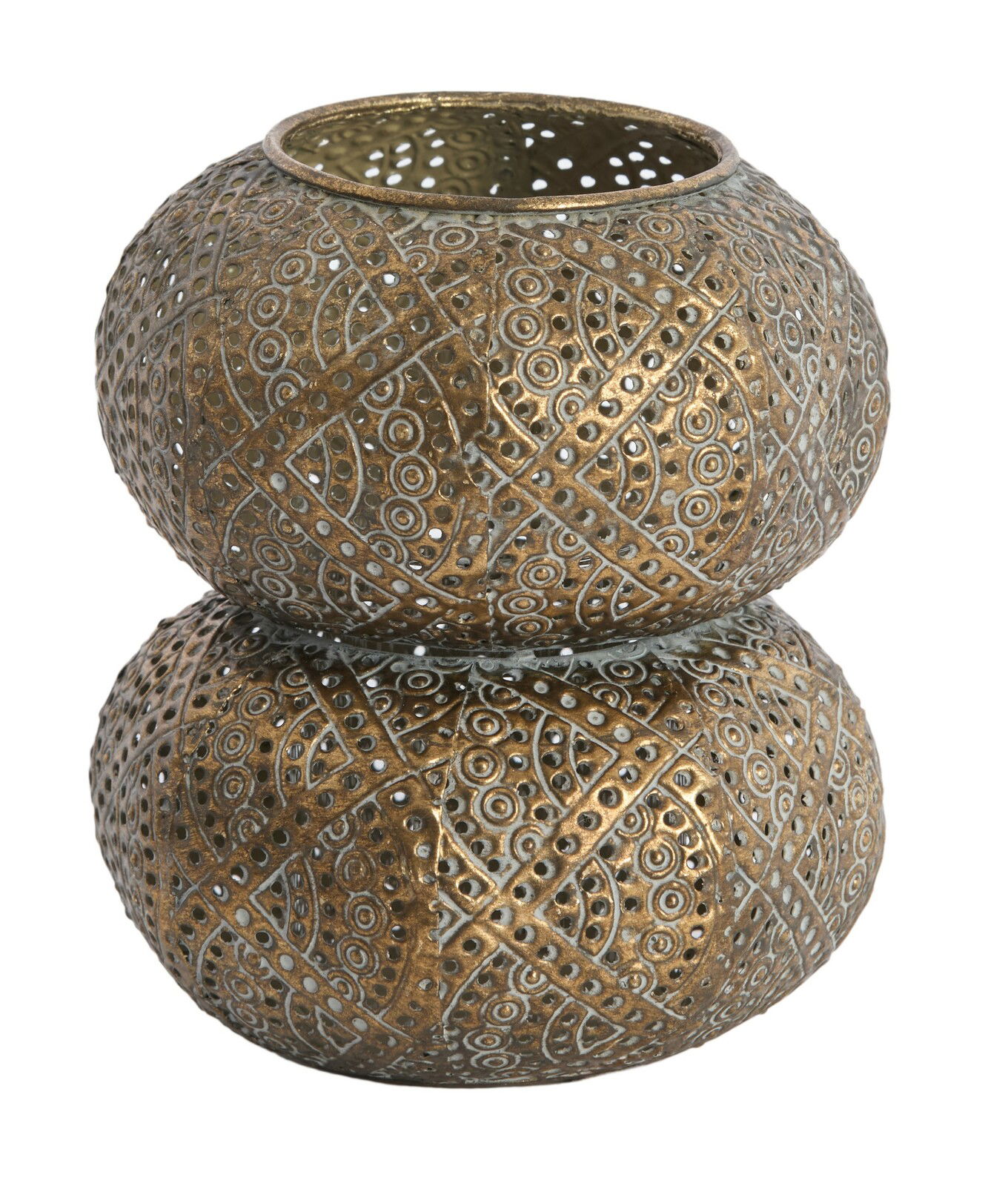 Light&Living Windlicht KAITO 13cm Metallisches Windlicht mit filigranem Muster, seitliche Perspektive