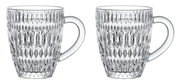 Zwei transparente Becher mit Ethno-Muster, seitliche Perspektive