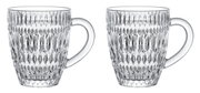 Zwei transparente Becher mit Ethno-Muster, seitliche Perspektive