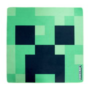 Quadratisches Minecraft-Mauspad mit grünem Creeper-Gesicht im Pixel-Design, Draufsicht von oben
