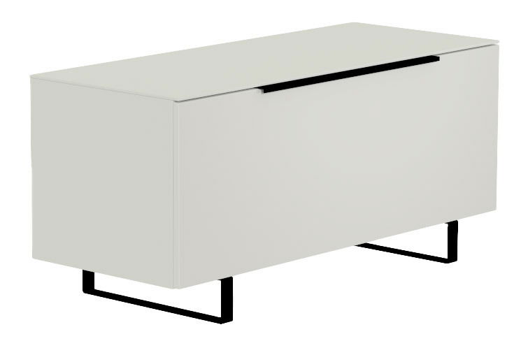 Moderano TV-Lowboard BORMIO Modernes TV-Lowboard in hellem Design mit schwarzen Metallbeinen, seitliche Perspektive