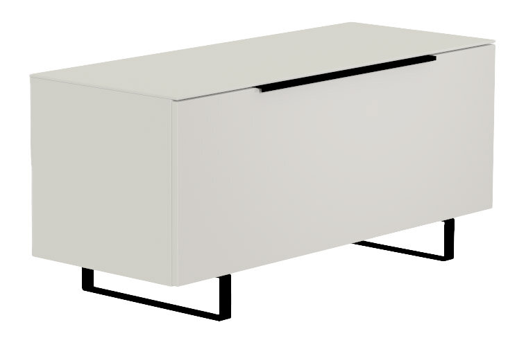 Moderano TV-Lowboard BORMIO Modernes TV-Lowboard in hellem Design mit schwarzen Metallbeinen, seitliche Perspektive