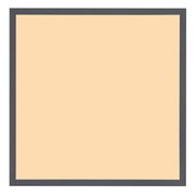 Quadratische Deckenleuchte mit schwarzem Rahmen und cremefarbener Fläche, Ansicht von vorne.