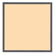 Quadratische Deckenleuchte mit schwarzem Rahmen und cremefarbener Fläche, Ansicht von vorne.