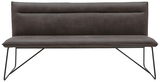 Moderne Bank mit dunklem Polster und Metallbeinen, Frontalansicht