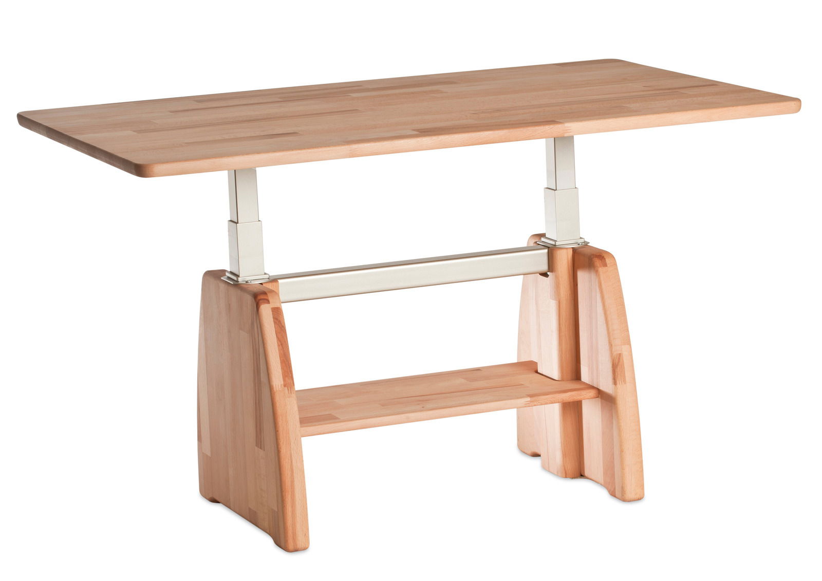 Zurbrüggen Couchtisch DANIEL Moderner Couchtisch aus Holz mit höhenverstellbarer Tischplatte, seitliche Perspektive