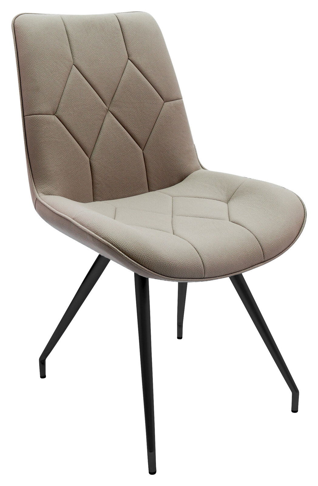 Novel Stuhl HENRY Moderner Stuhl mit gepolsterter Sitzfläche und Rückenlehne in Beige, schwarzes Metallgestell, seitliche Perspektive