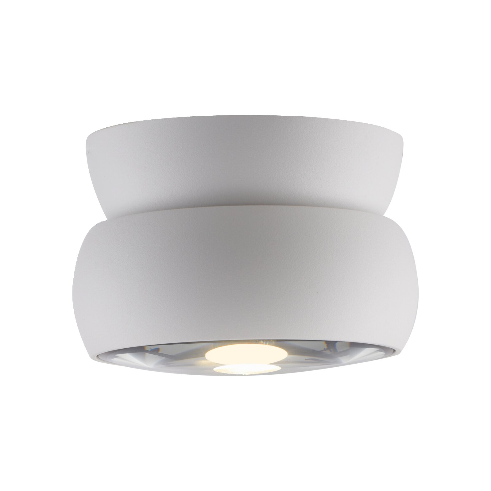 Moderne LED-plafondlamp in wit, zijaanzicht