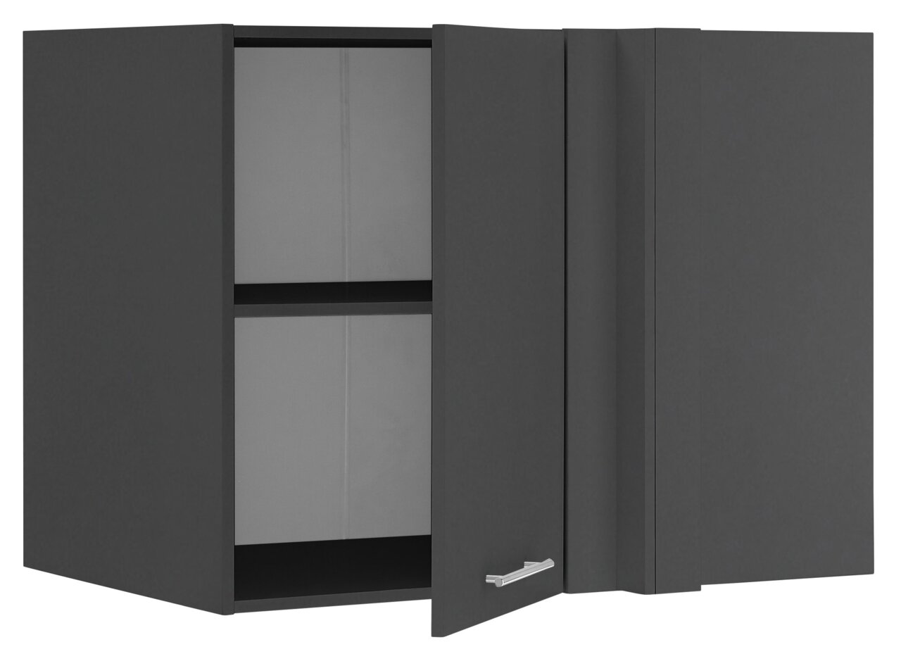 XORA Aufsatz Eckschrank PRIMUS Eckschrank mit offenem Fach und geöffneter Tür, Perspektive von vorne