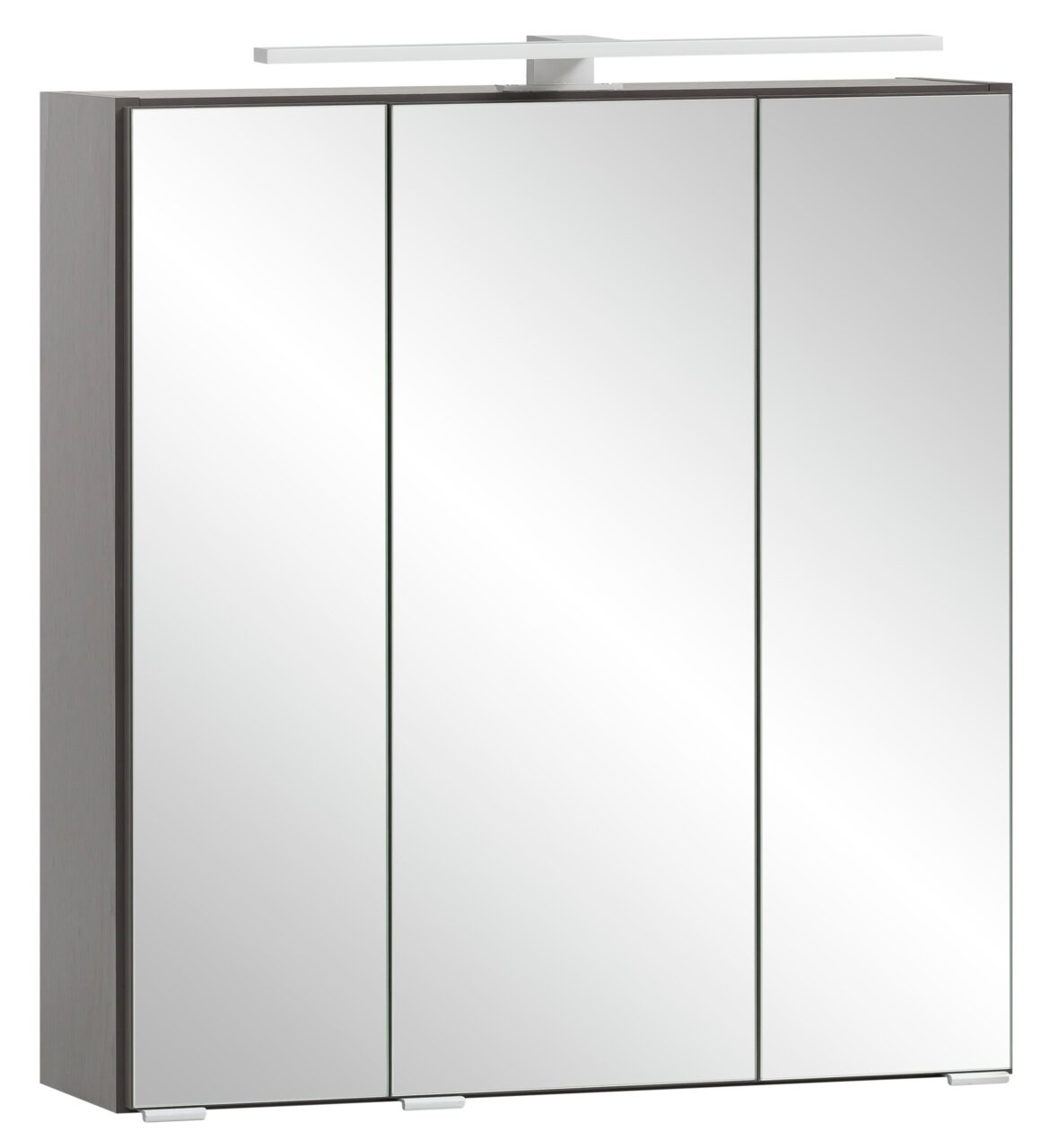 XORA Spiegelschrank VILLACH Moderner Spiegelschrank mit drei Türen und integrierter Beleuchtung, seitliche Perspektive