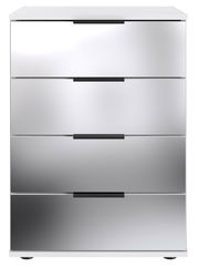 Moderne Nachtkommode mit vier Schubladen in Hochglanzoptik, Frontalansicht