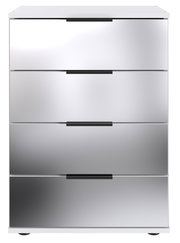 Moderne Nachtkommode mit vier Schubladen in Hochglanzoptik, Frontalansicht