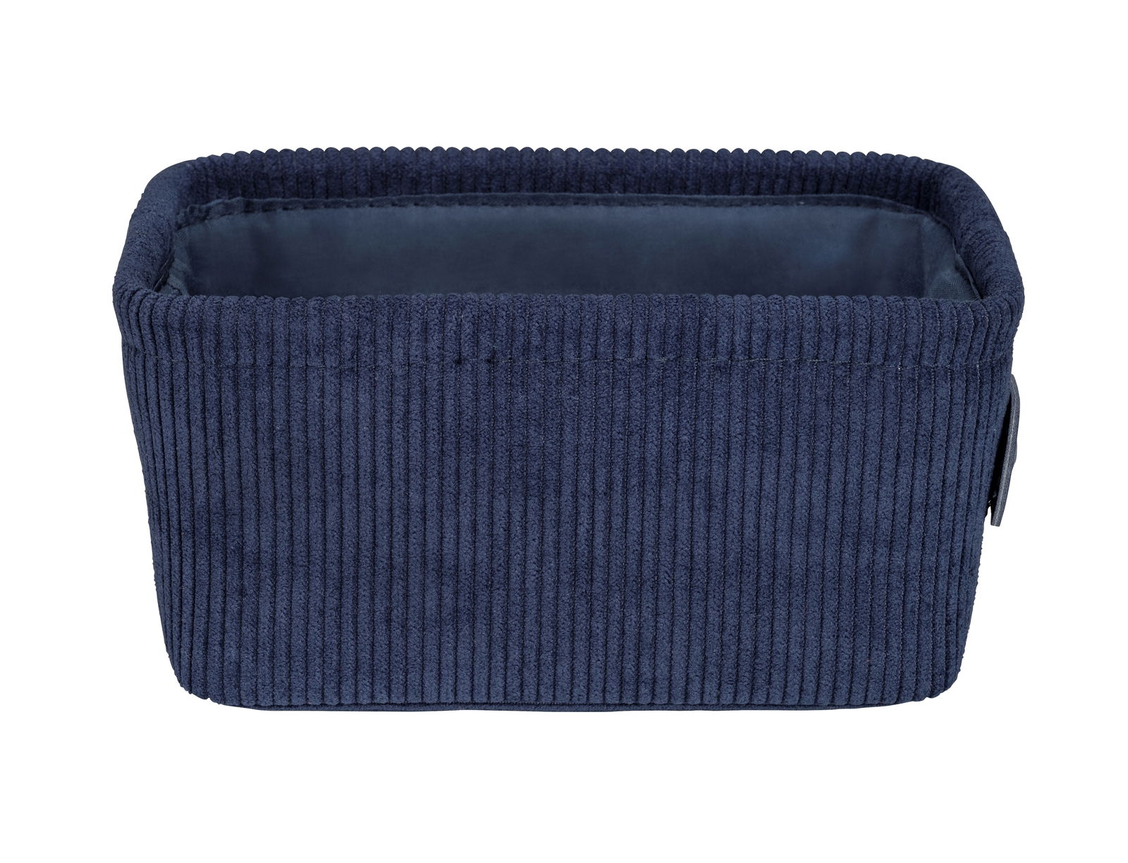 Dunkelblauer rechteckiger Badkorb Anela mini aus Stoff, Vorderansicht