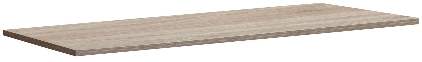 Holzfarbene Tischplatte in seitlicher Perspektive