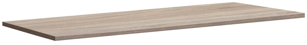 Holzfarbene Tischplatte in seitlicher Perspektive