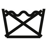 Symbol für nicht waschbar, schwarze Linien auf weißem Hintergrund, Frontalansicht