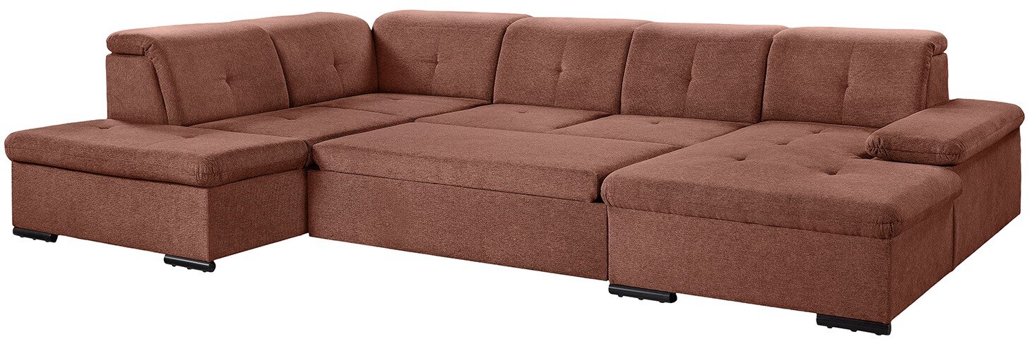 Braune Ecksofa mit Ottomane, Vorderansicht