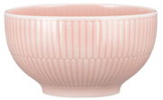 Rosa Cafè au lait Schale mit geriffeltem Design, seitliche Perspektive