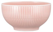 Rosa Cafè au lait Schale mit geriffeltem Design, seitliche Perspektive