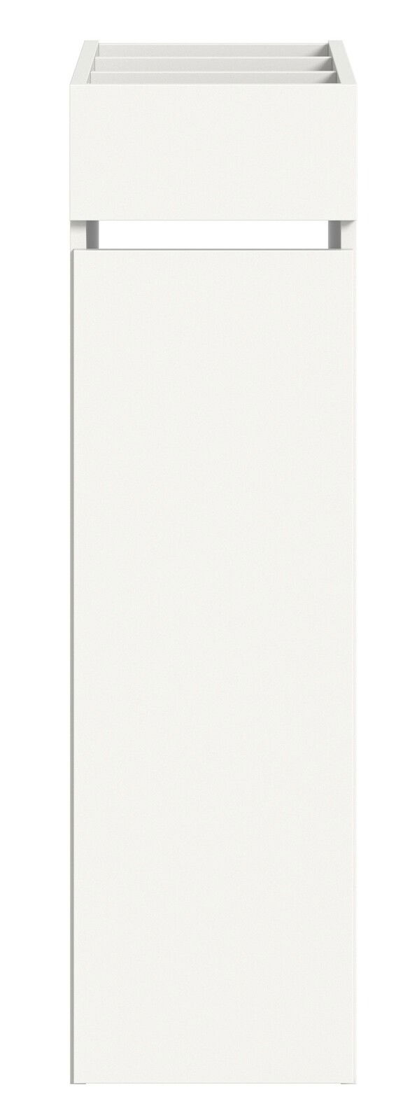 Weißes Anstellregal, frontale Ansicht