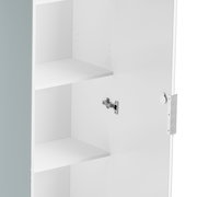 Offener Aktenschrank mit mehreren Regalböden, seitliche Perspektive