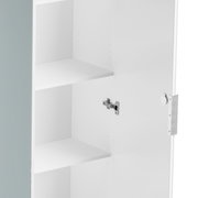 Offener Aktenschrank mit mehreren Regalböden, seitliche Perspektive
