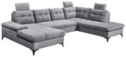 Graues Ecksofa mit verstellbaren Kopfstützen, Ansicht von vorne links