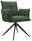 Novel Armlehnstuhl COCO Grüner Armlehnstuhl mit modernem Design, aus Samtstoff, auf schwarzem Metallgestell, seitliche Perspektive