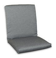 Graue Niederlehnerauflage in Vorderansicht, ideal für Gartenstühle.