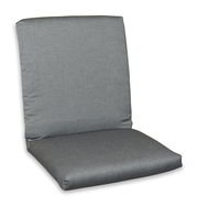 Graue Niederlehnerauflage in Vorderansicht, ideal für Gartenstühle.