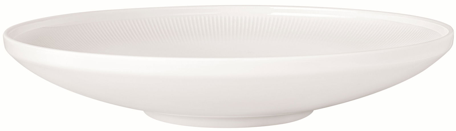 Weißer Suppenteller Afina mit einem Durchmesser von 29,1 cm, seitliche Perspektive