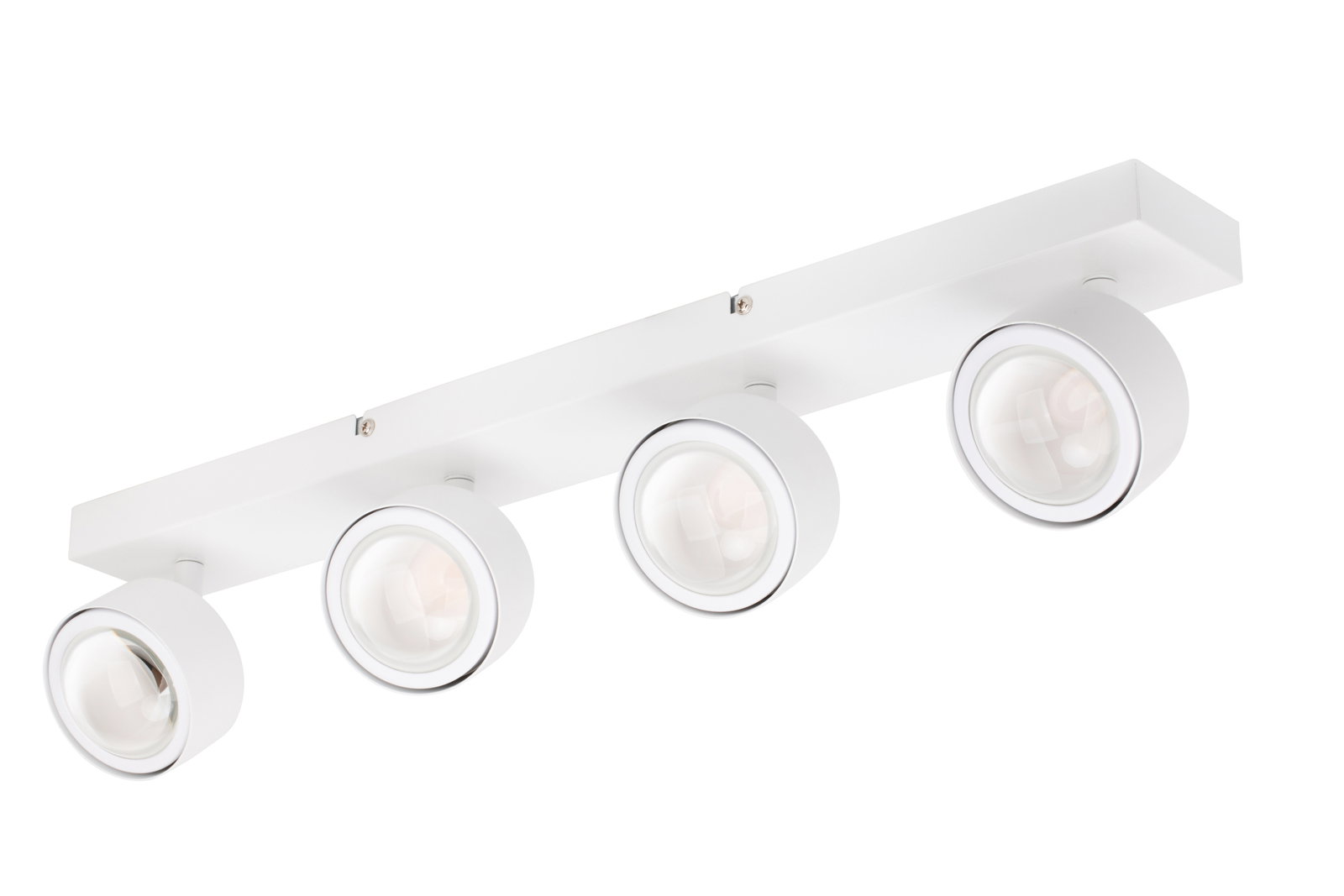 Moderner LED-Strahler mit vier verstellbaren Leuchten, seitliche Perspektive