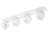 Moderner LED-Strahler mit vier verstellbaren Leuchten, seitliche Perspektive