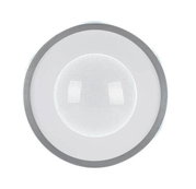 Ronde led-plafondlamp gezien vanuit vogelperspectief, met een grijze rand en een centrale lichtkoepel.