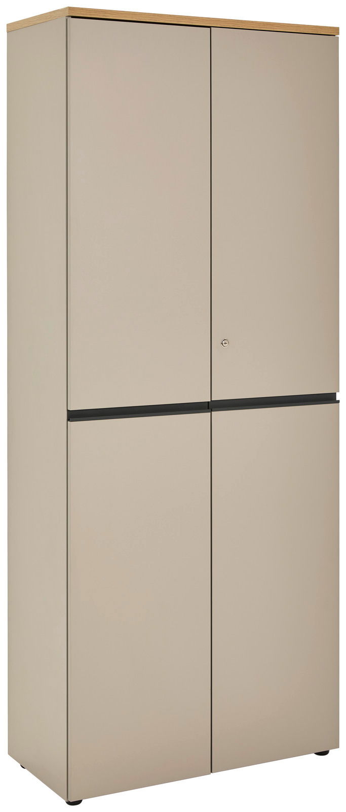 Novel Aktenschrank hoch DELTONA Hoher Aktenschrank in beige mit zwei Türen, seitliche Perspektive