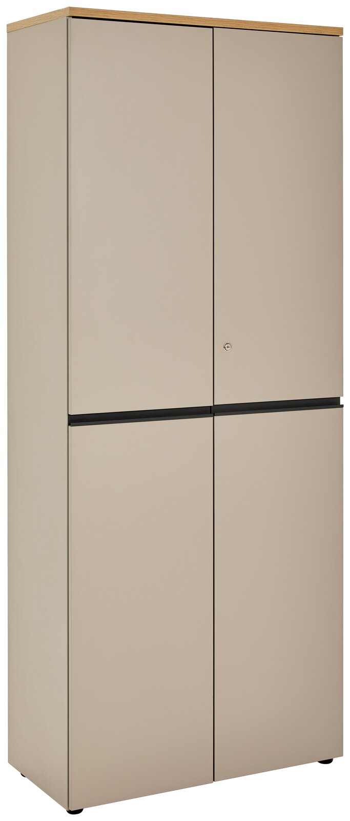 Novel Aktenschrank hoch DELTONA Hoher Aktenschrank in beige mit zwei Türen, seitliche Perspektive