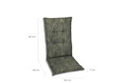 Sesselauflage mit grünem Blattmuster, seitliche Perspektive, Maße: 60 cm x 50 cm x 7 cm