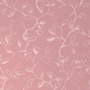 Rosa Bettwäsche mit weißem, floralen Muster aus der Vogelperspektive