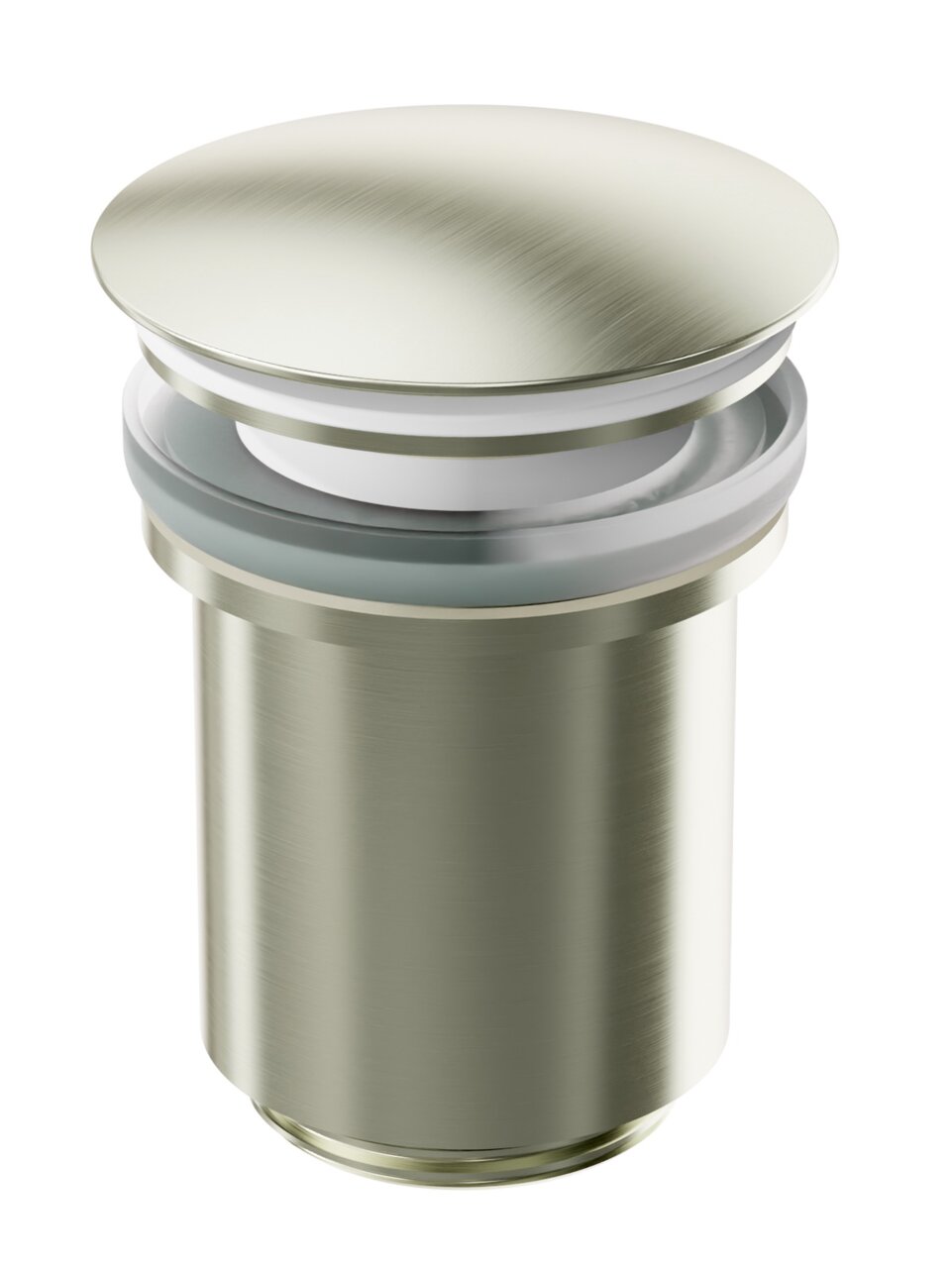 Ablaufgarnitur aus gebürstetem Metall, seitliche Perspektive