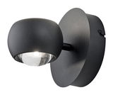Moderne schwarze Wandleuchte CANNON mit rundem Design, seitliche Perspektive
