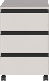 Rollcontainer mit drei Schubladen, Vorderansicht, auf Rollen, Modell BEDANO