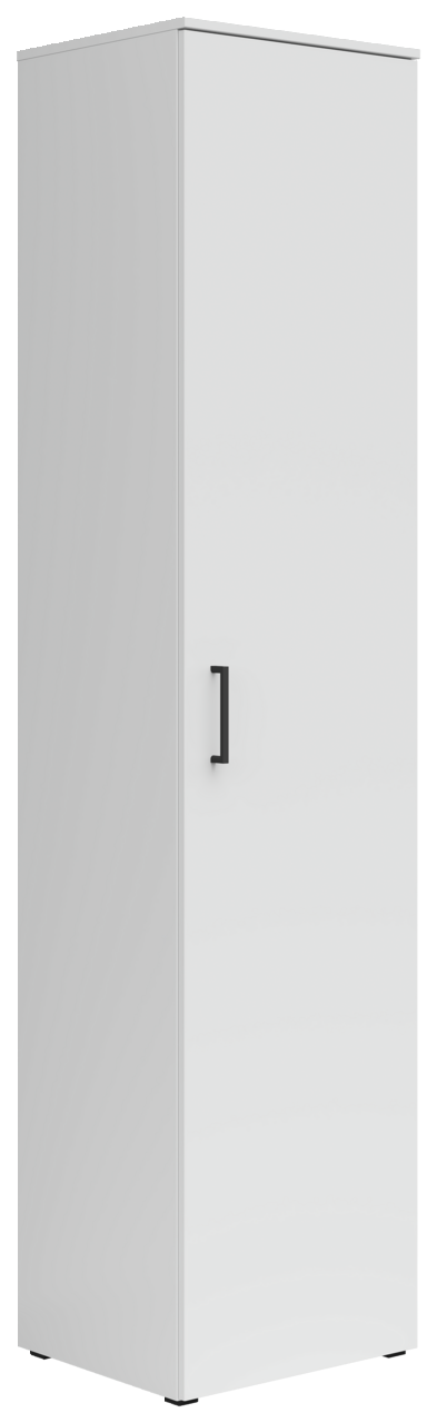 Carryhome Mehrzweckschrank MULTISTAURAUM Weißer Mehrzweckschrank mit schwarzem Griff, perspektivisch von vorne links betrachtet