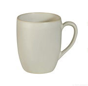 Weiße Tasse mit Henkel, seitliche Perspektive